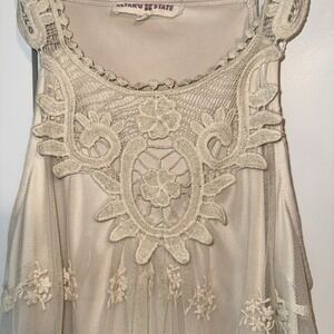 Altar'd State Lace Crochet Dress Medium Ivory Boho Embroidered Flowy